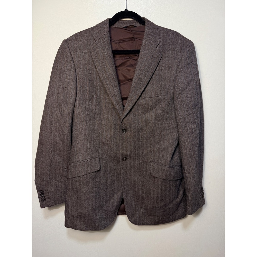 Vintage Banana Republic Blazer 40R Wool Herringbone Brown Two Button Sport Coat